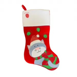 Cat Design Felt Christmas Stocking