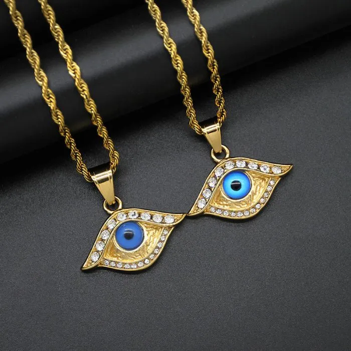 Celestial Radiance: Stellar Blue Evil Eye Necklace with Stainless Steel Chain - A Cosmic Aura of Protection