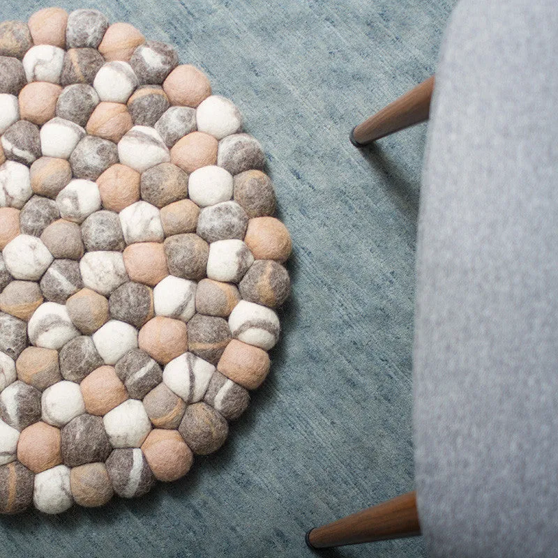 Chocolate Pebble Felt Ball Rug