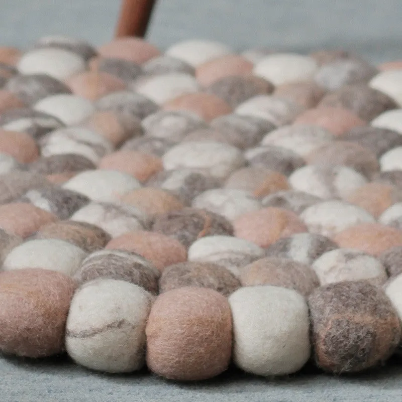 Chocolate Pebble Felt Ball Rug