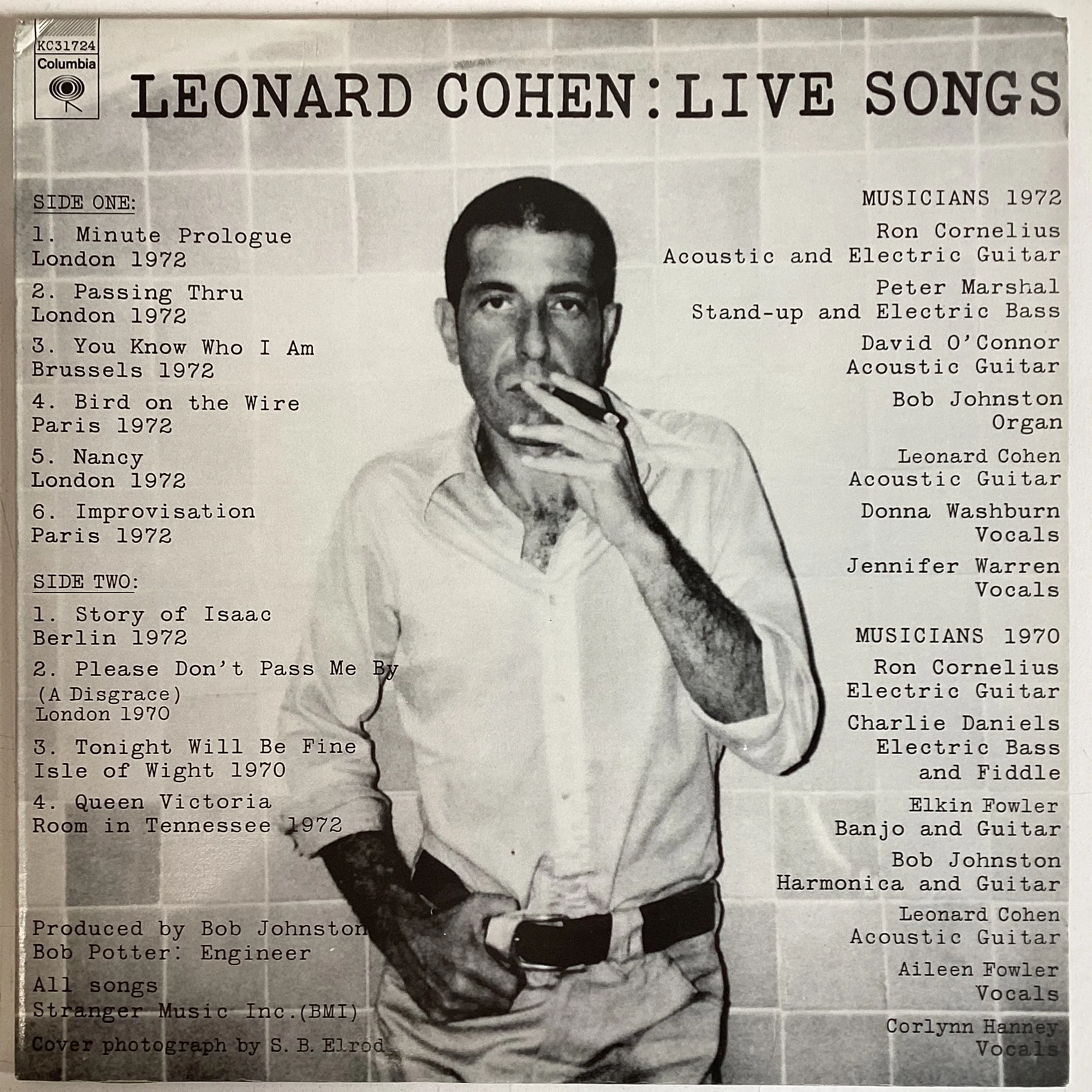 COHEN, LEONARD = LIVE SONGS (CDN 1973) (USED)