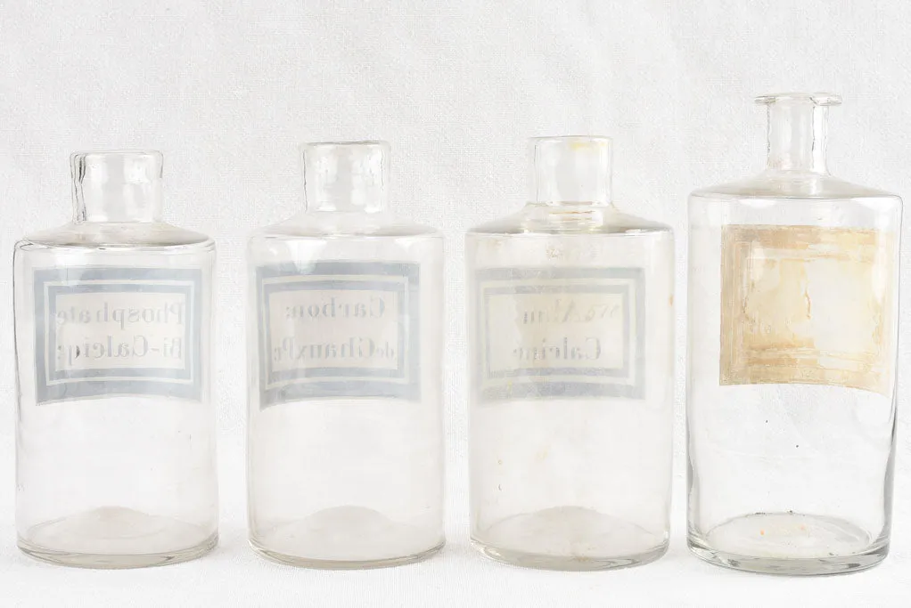 Collection of 8 antique French apothecary glass jars 9"