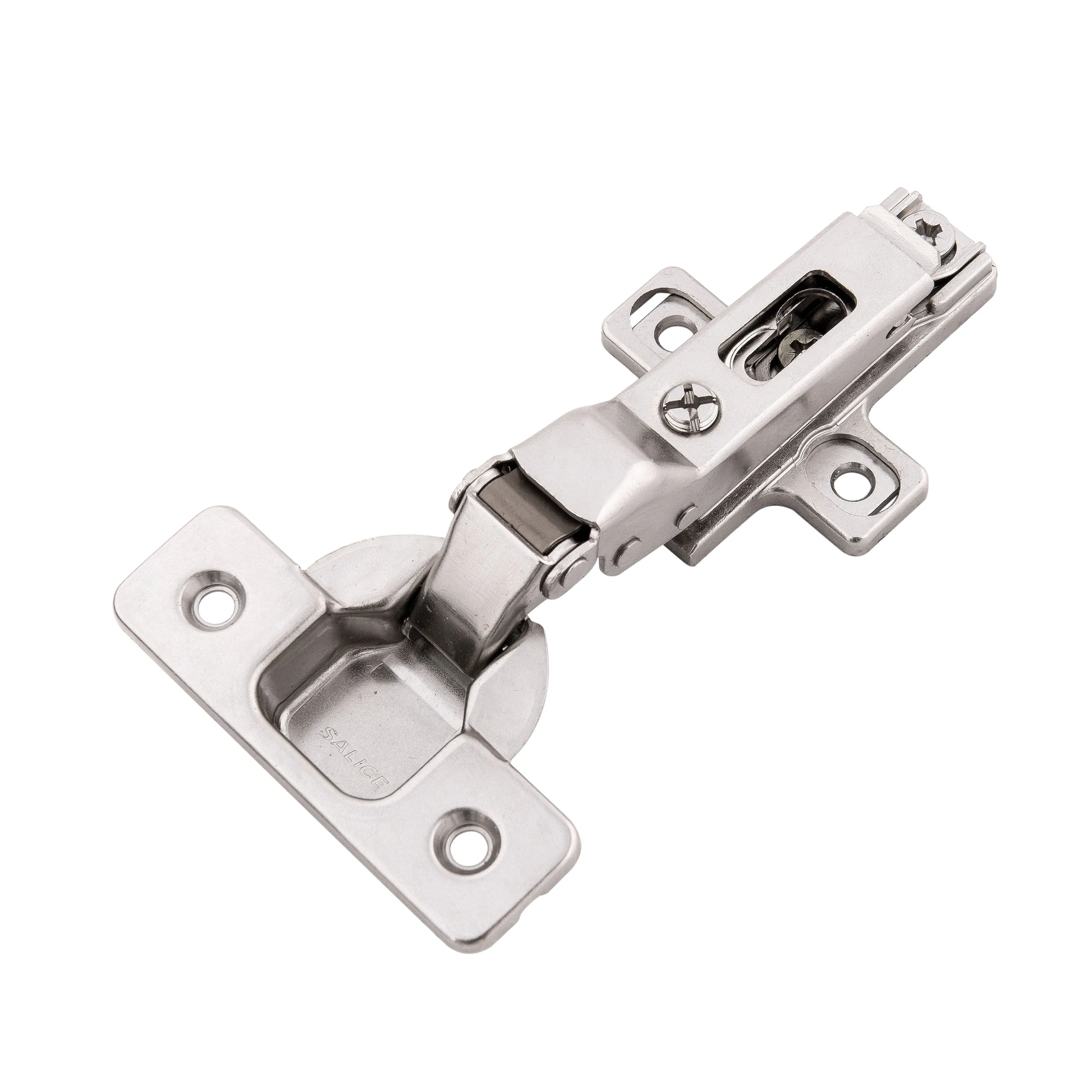 Concealed Self-Closing Half Overlay Frameless Polished Nickel Hinge (2-Pack)