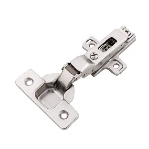 Concealed Self-Closing Half Overlay Frameless Polished Nickel Hinge (2-Pack)