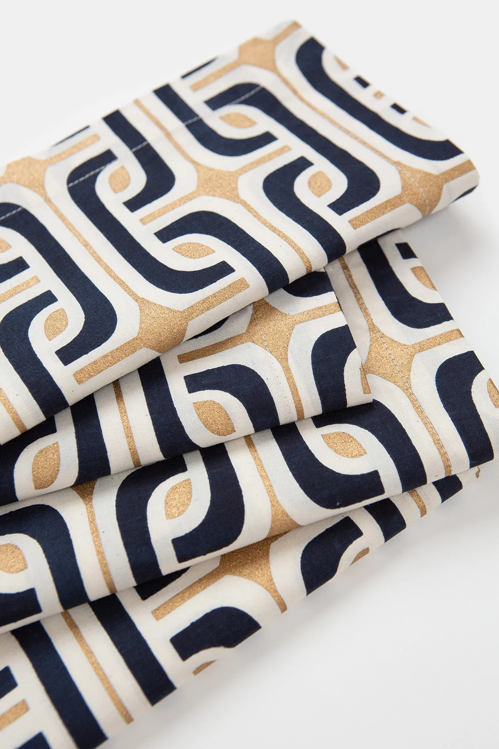Cotton Napkin Set in Super 1965 Navy and Gold