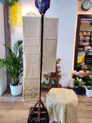 Cream Chanderi Silk by Resham Woven Jamdani Suit