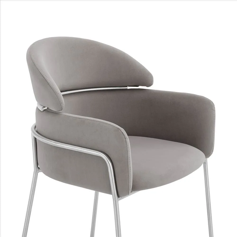 Curved Metal Dining Chair with Sleek Tubular Legs, Set of 2,Gray and Silver By Casagear Home