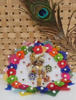 Cute multi flowers laddu gopal dress with pagdi and patka
