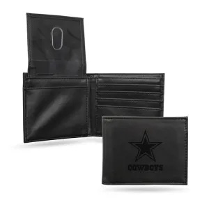 Dallas Cowboys - Laser Engraved Black Billfold Wallet