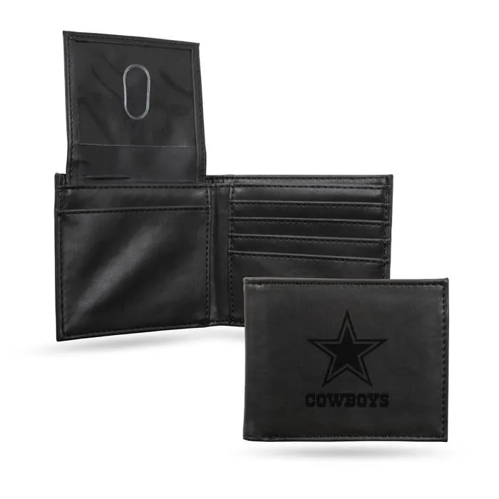 Dallas Cowboys - Laser Engraved Black Billfold Wallet
