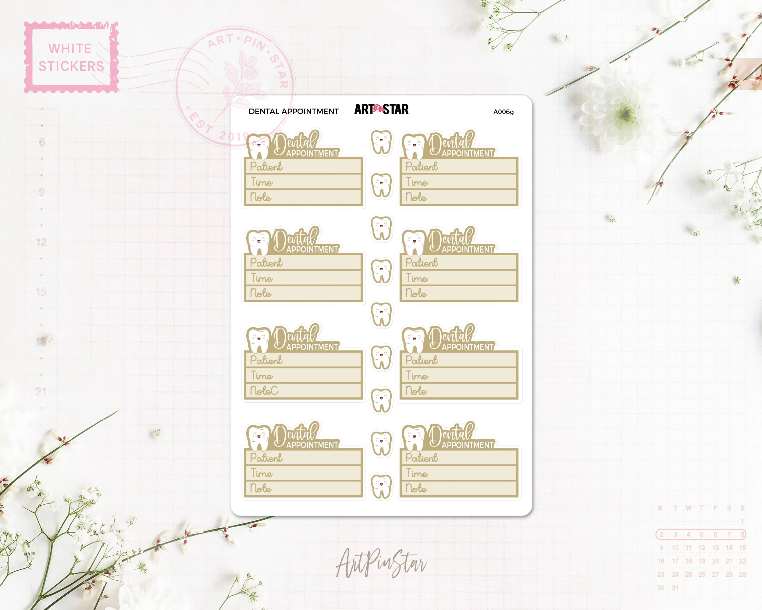 Dental Appointment White Stickers