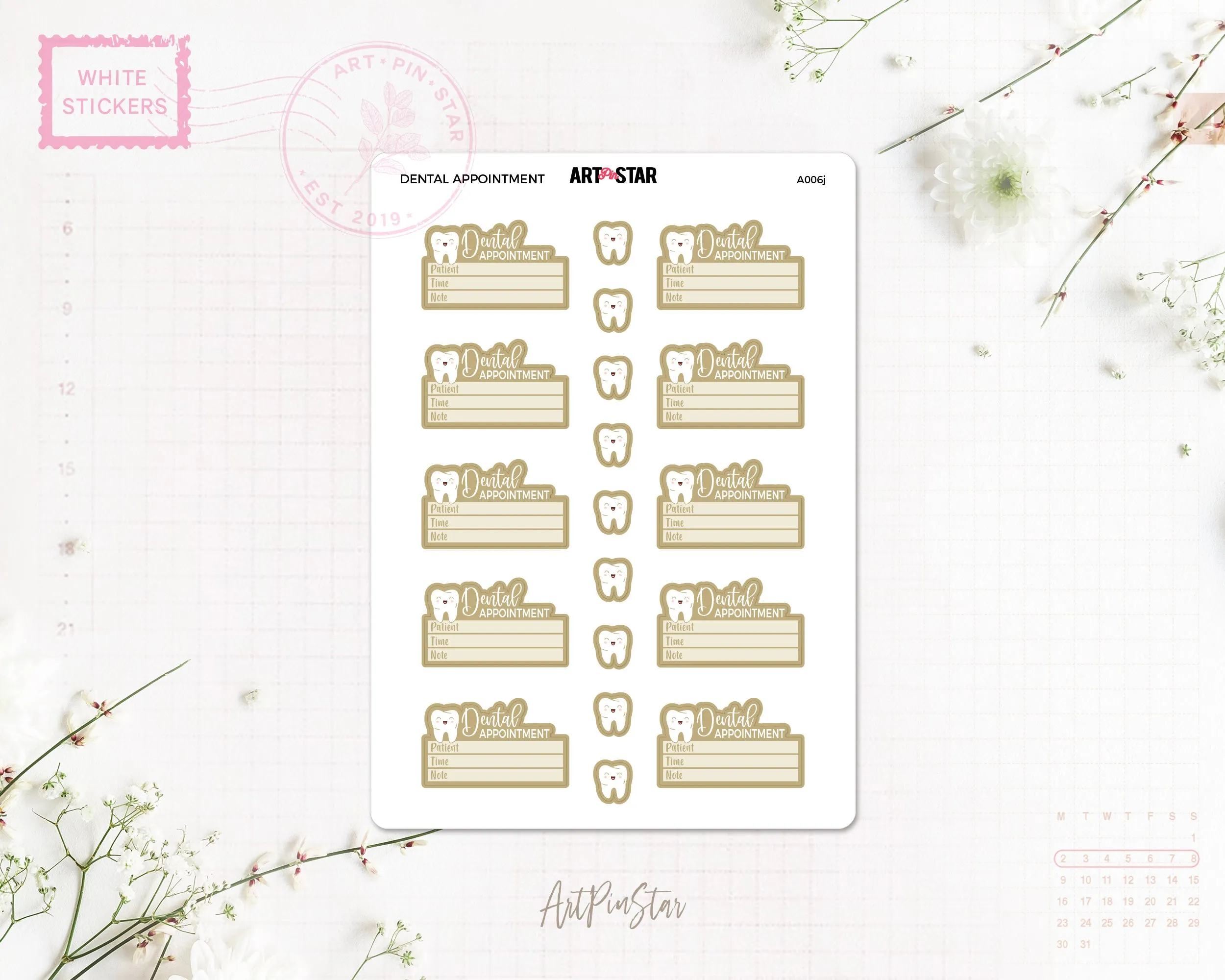 Dental Appointment White Stickers