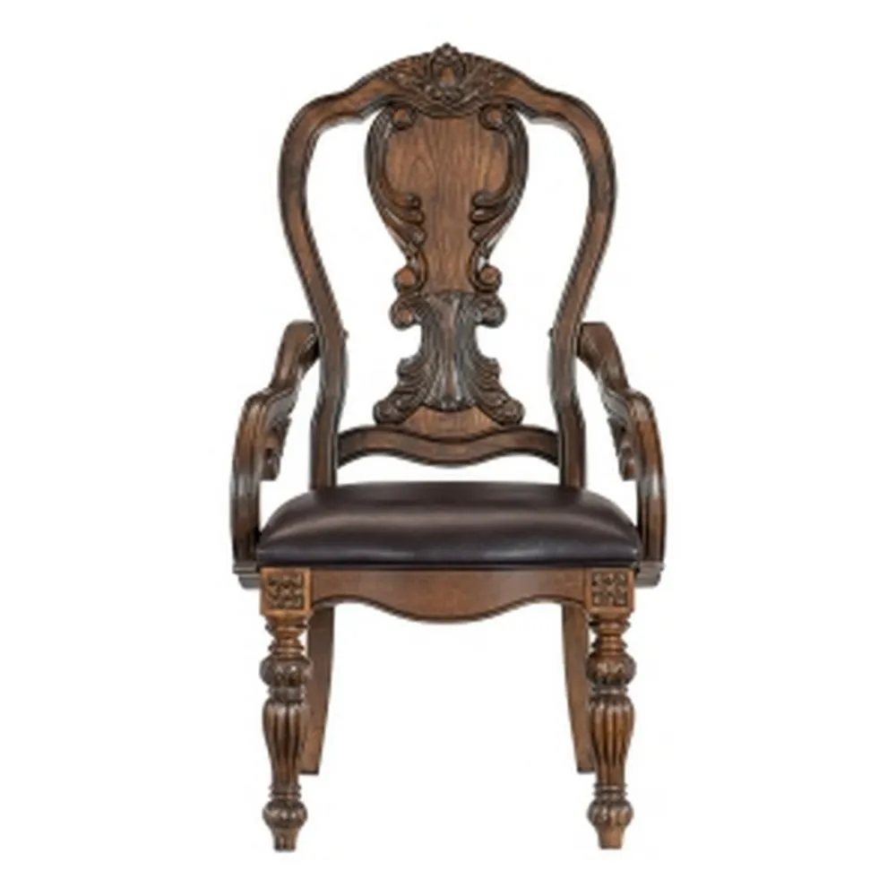 Devi 20" Armchair, Queen Anne Backrest, Rustic Brown By Casagear Home