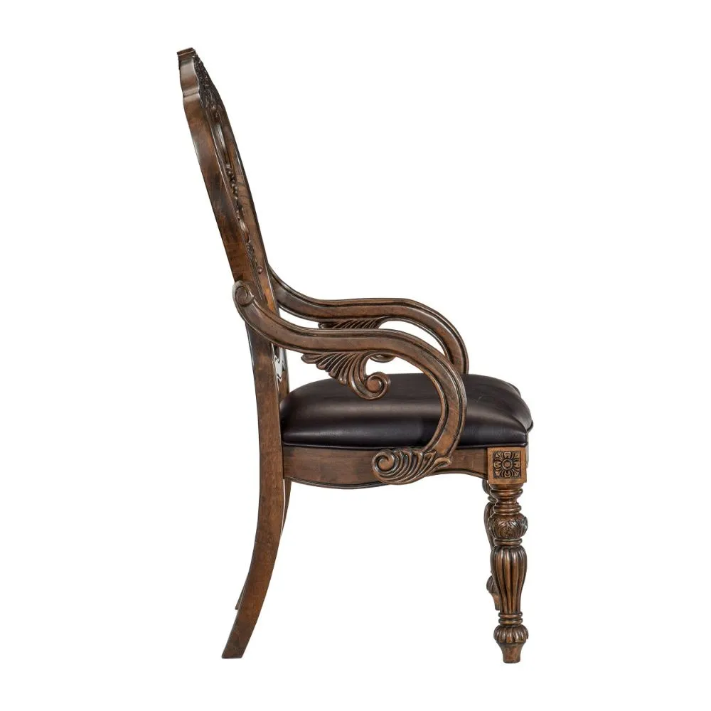 Devi 20" Armchair, Queen Anne Backrest, Rustic Brown By Casagear Home