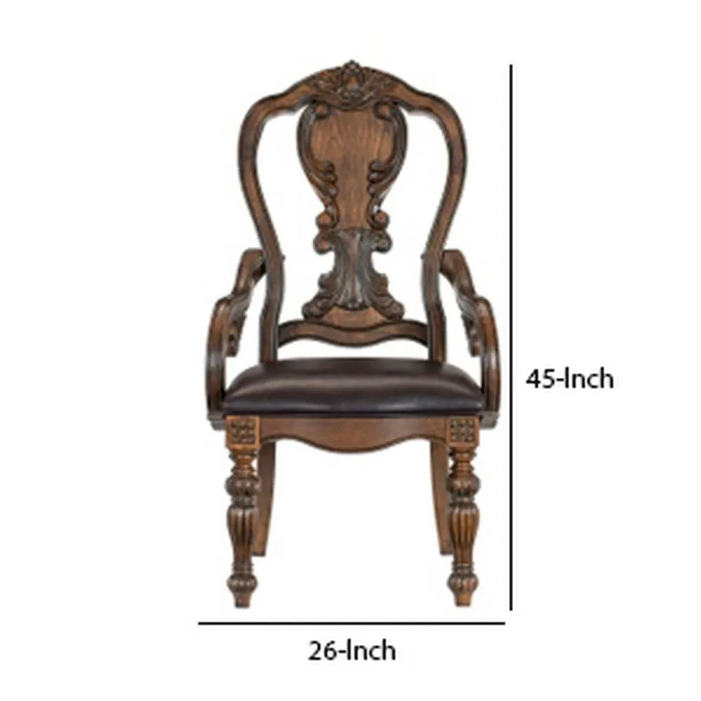 Devi 20" Armchair, Queen Anne Backrest, Rustic Brown By Casagear Home