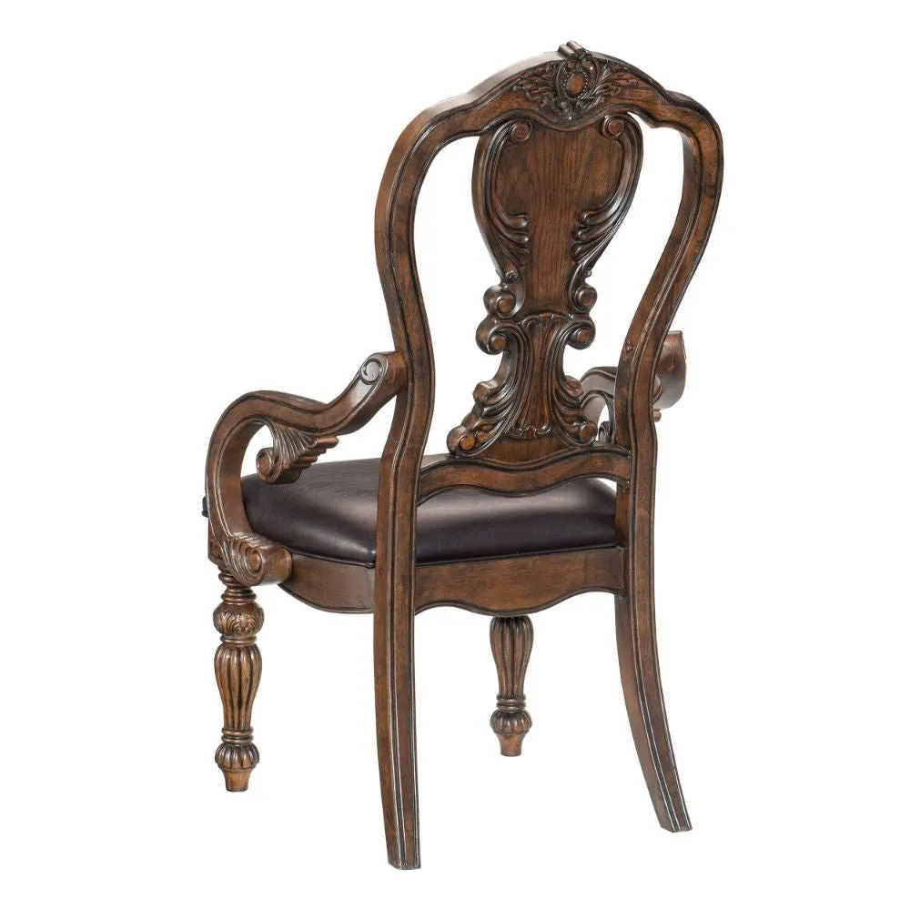 Devi 20" Armchair, Queen Anne Backrest, Rustic Brown By Casagear Home