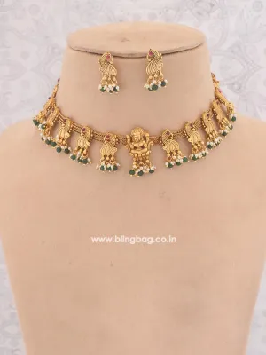 Emerald Mahakali Temple Jewellery Set