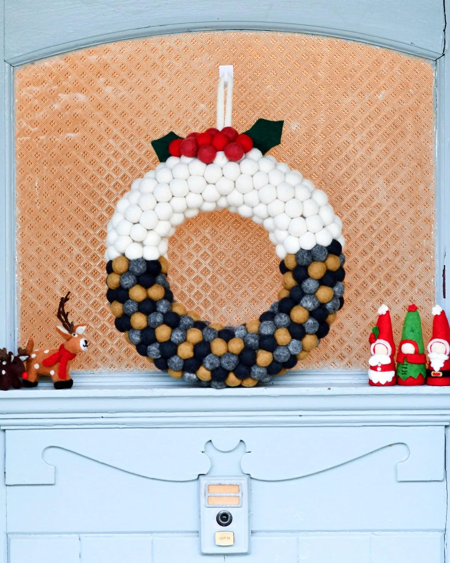Felt Ball Christmas Pudding Wreath
