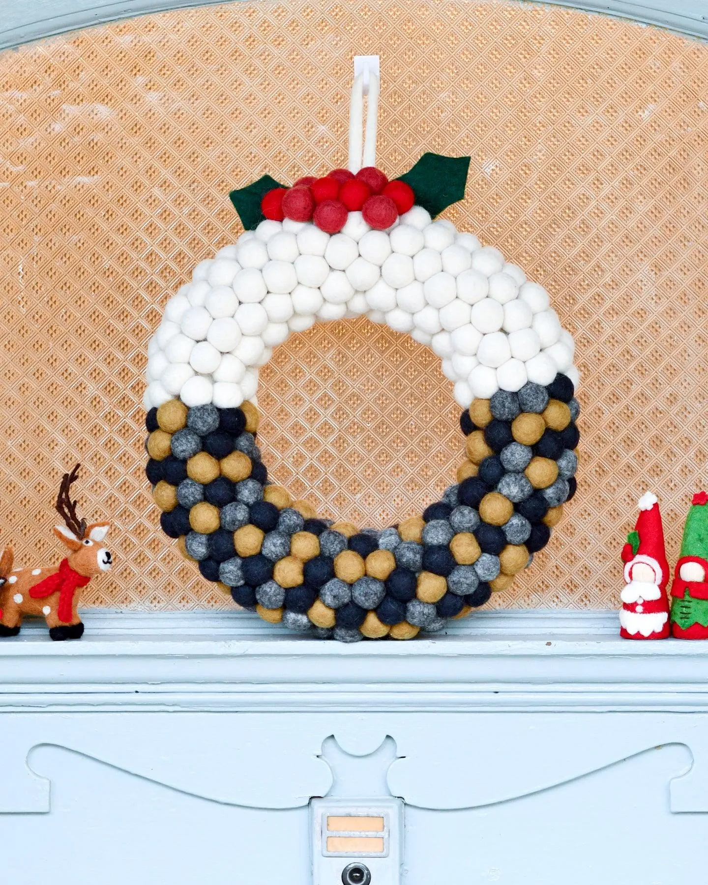 Felt Ball Christmas Pudding Wreath