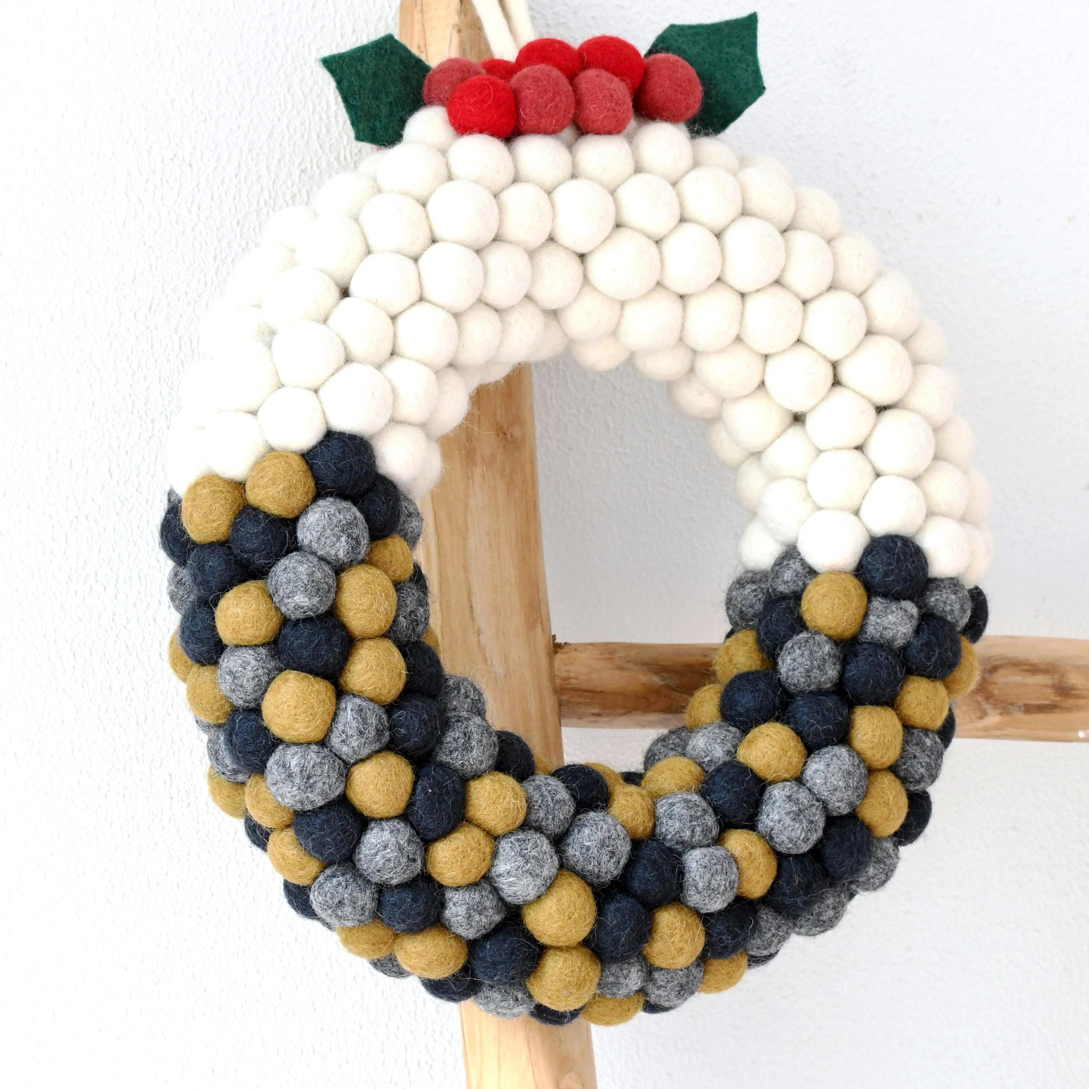 Felt Ball Christmas Pudding Wreath