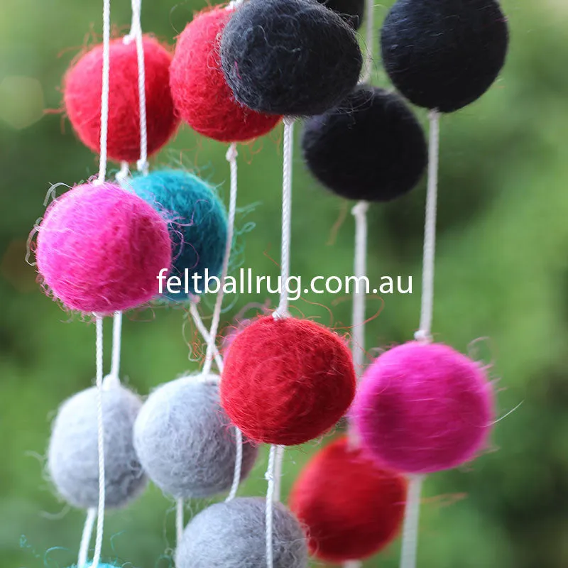 Felt Ball Garland Magenta Rose Ocean Green Black Grey