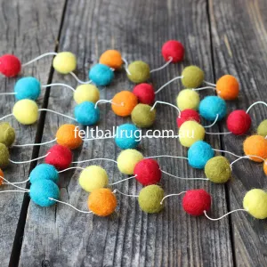 Felt Ball Garland Red Green Orange Yellow