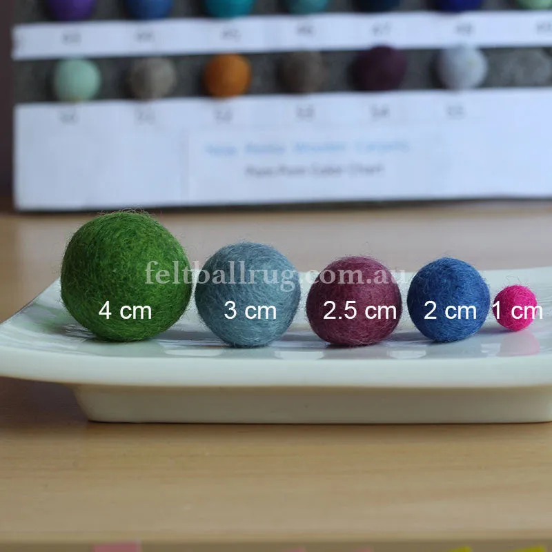 Felt Ball Maroon 1 CM,  2 CM, 2.5 CM, 3 CM, 4 CM Colour 12