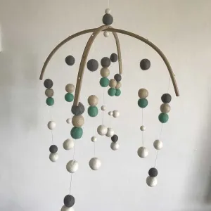 Felt Ball Mobile Mint White Grey
