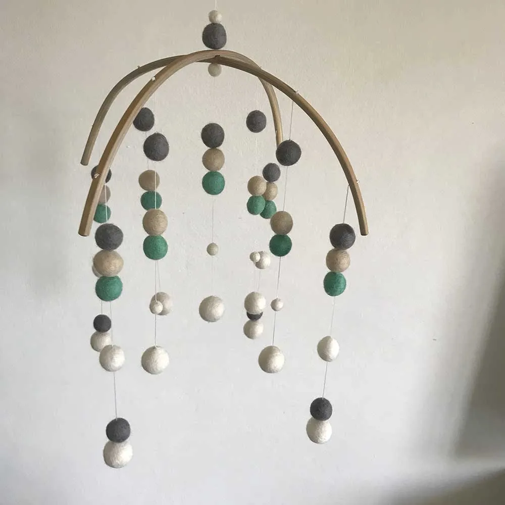 Felt Ball Mobile Mint White Grey