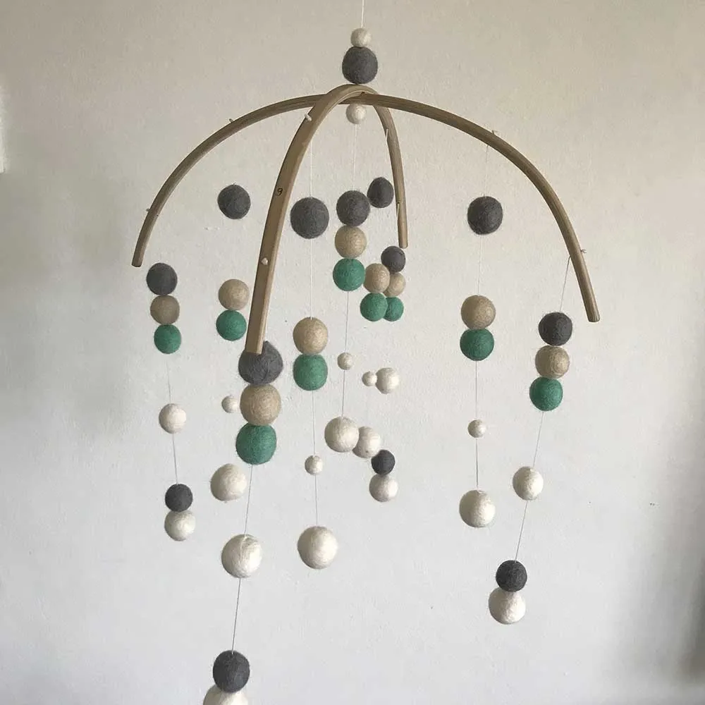 Felt Ball Mobile Mint White Grey