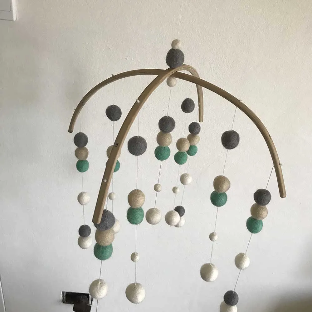 Felt Ball Mobile Mint White Grey