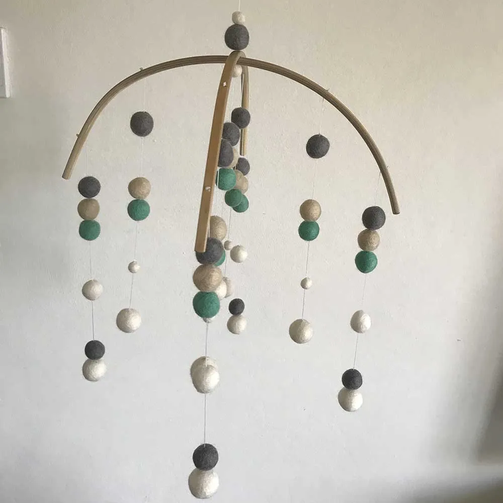 Felt Ball Mobile Mint White Grey