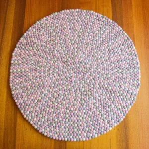 Felt Ball Rug - Grey and Pink 100cm