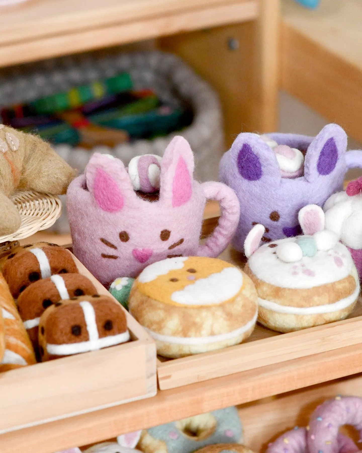 Felt Bunny Hot Chocolate Mug with Marshmallows (Pink Cup)
