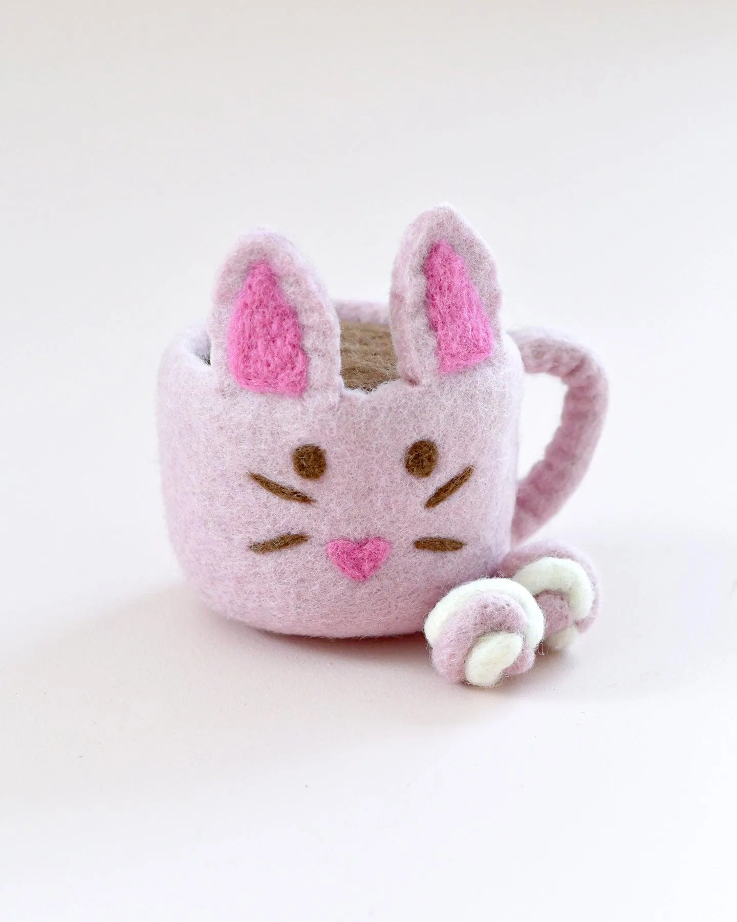 Felt Bunny Hot Chocolate Mug with Marshmallows (Pink Cup)