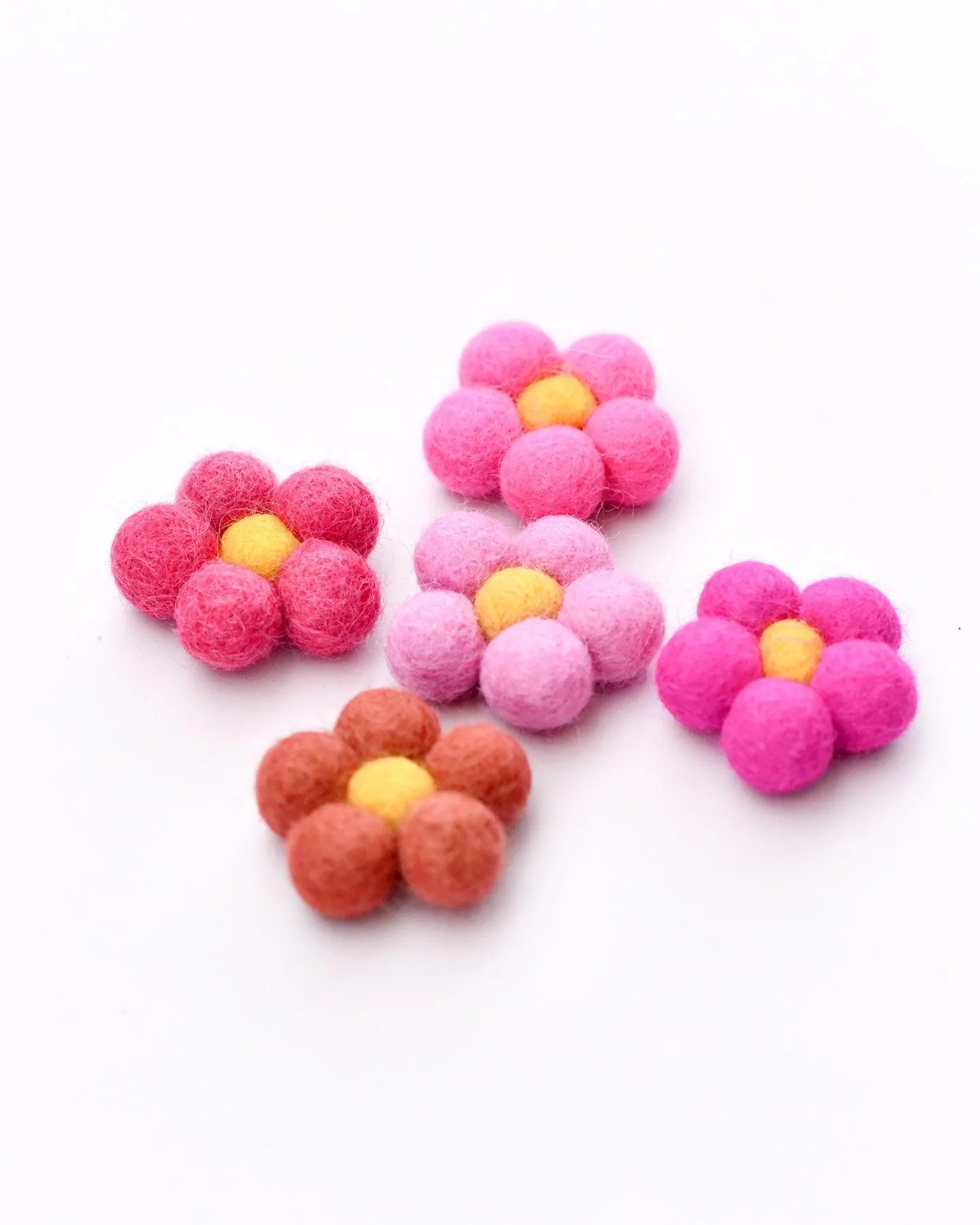 Felt Daisy Flowers (Pink Shades) - 5 Flowers