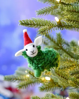 Felt Green Sheep Christmas Ornament