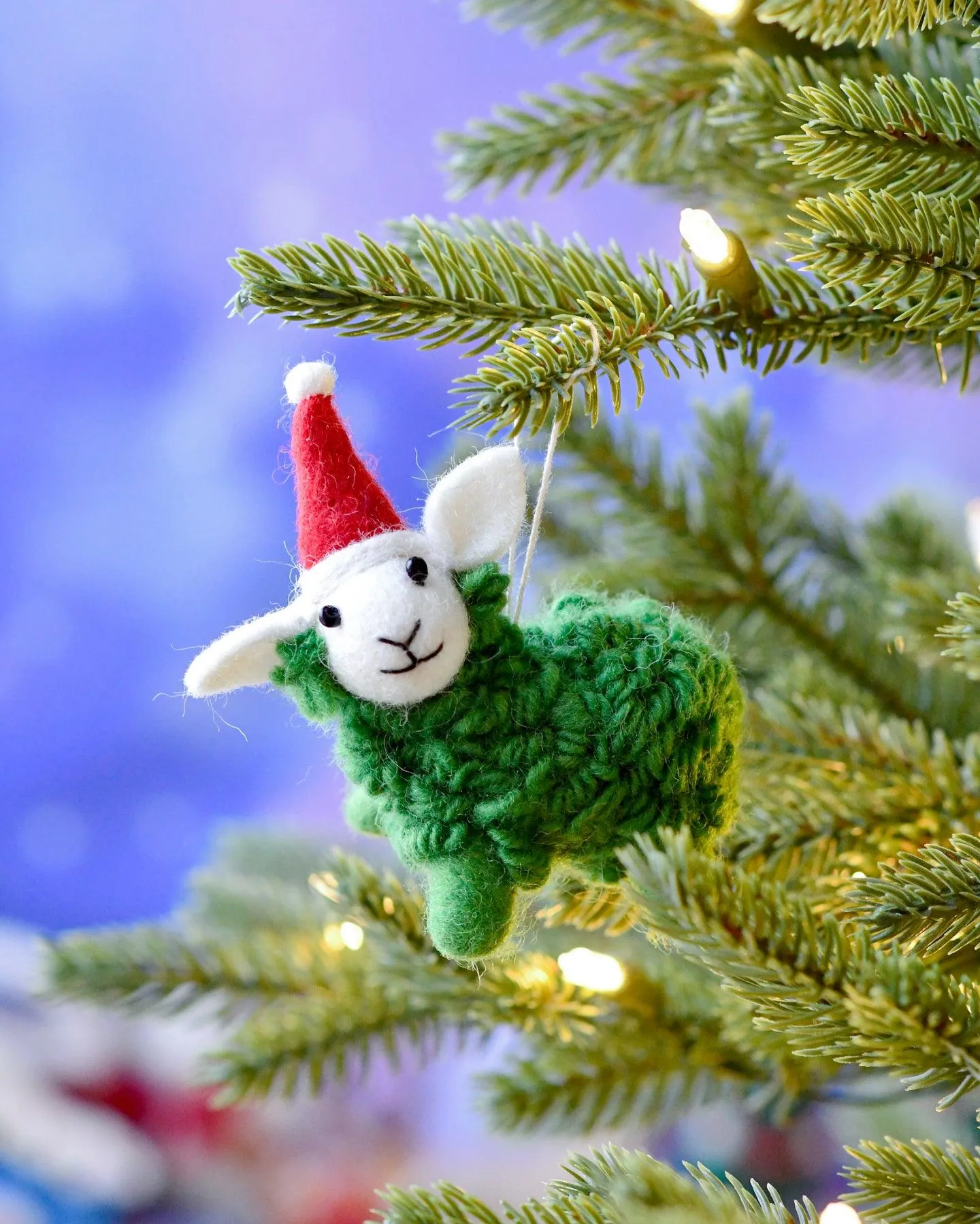 Felt Green Sheep Christmas Ornament