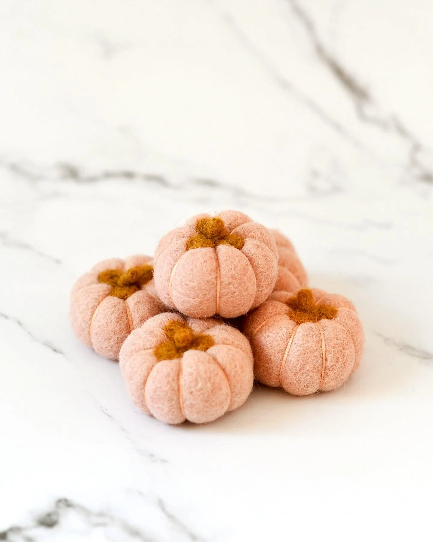 Felt Pumpkins (Coral Pink Coloured) - 5 Pumpkins