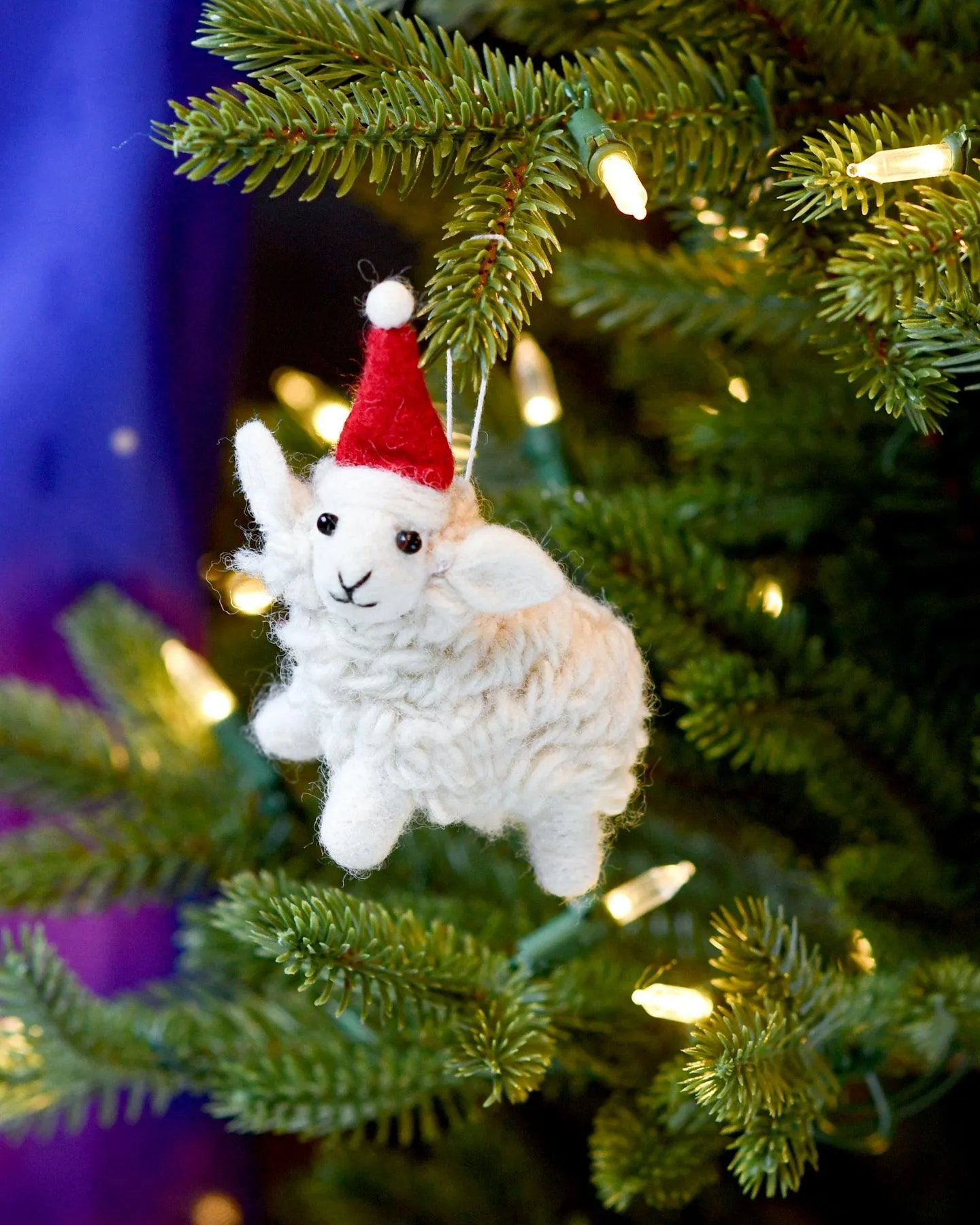 Felt White Sheep Christmas Ornament