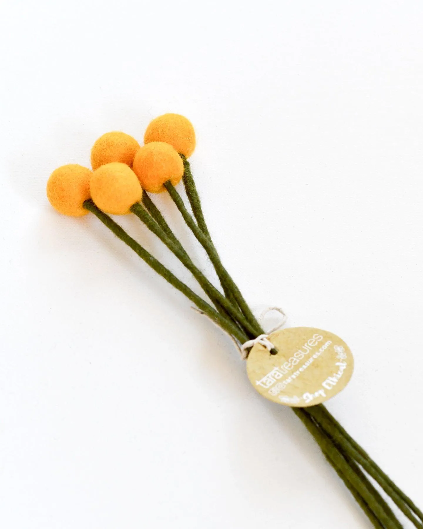 Felt Yellow Billy Buttons - Set of 5 Stems