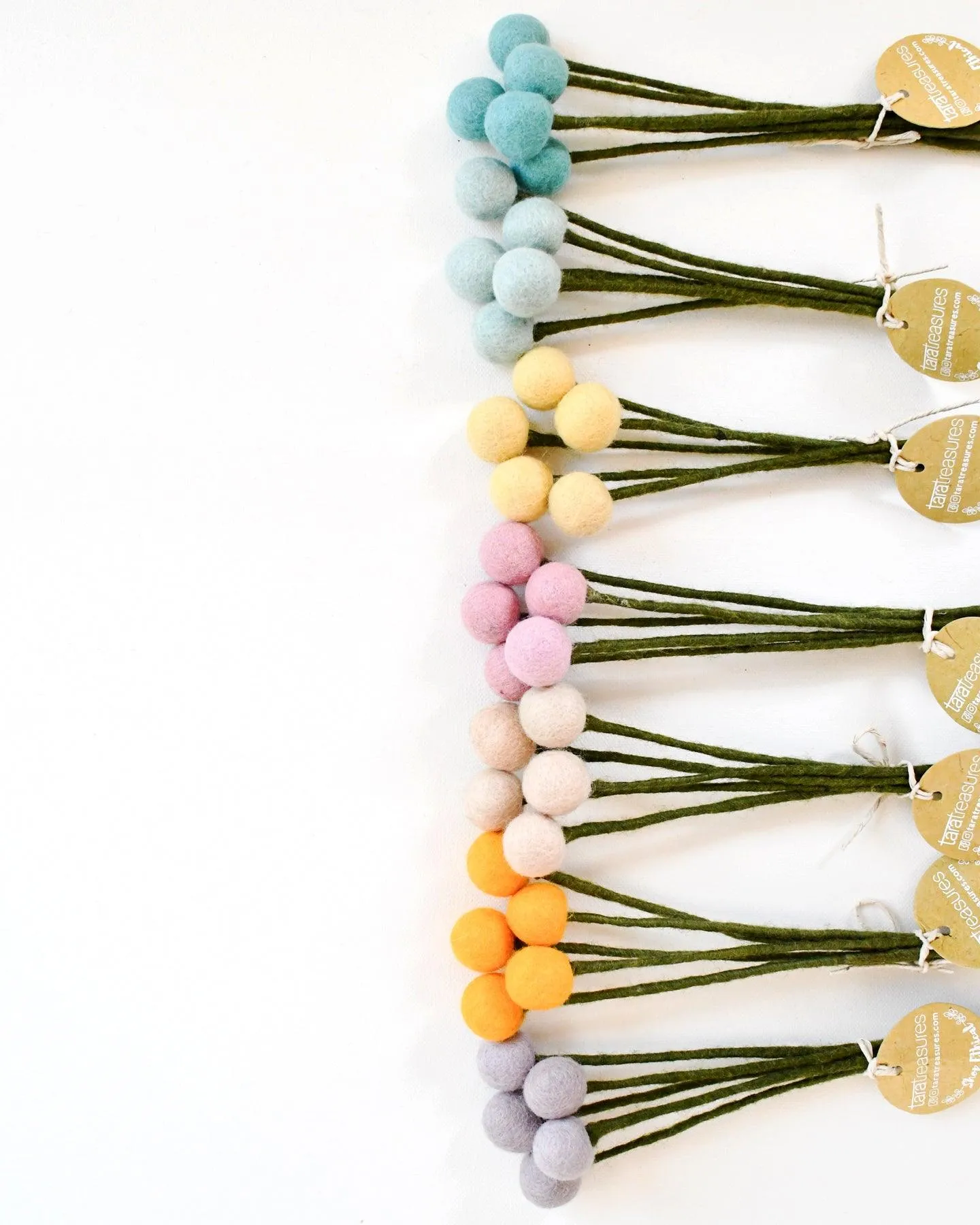 Felt Yellow Billy Buttons - Set of 5 Stems