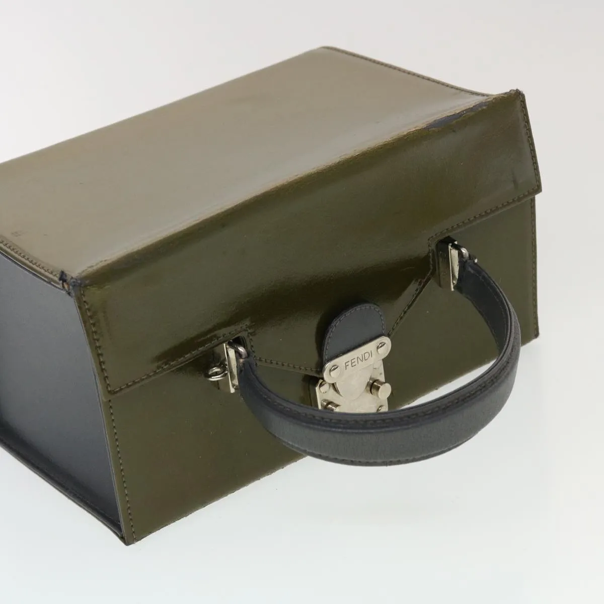 FENDI Shoulder Bag Leather 2way Khaki Auth bs5657