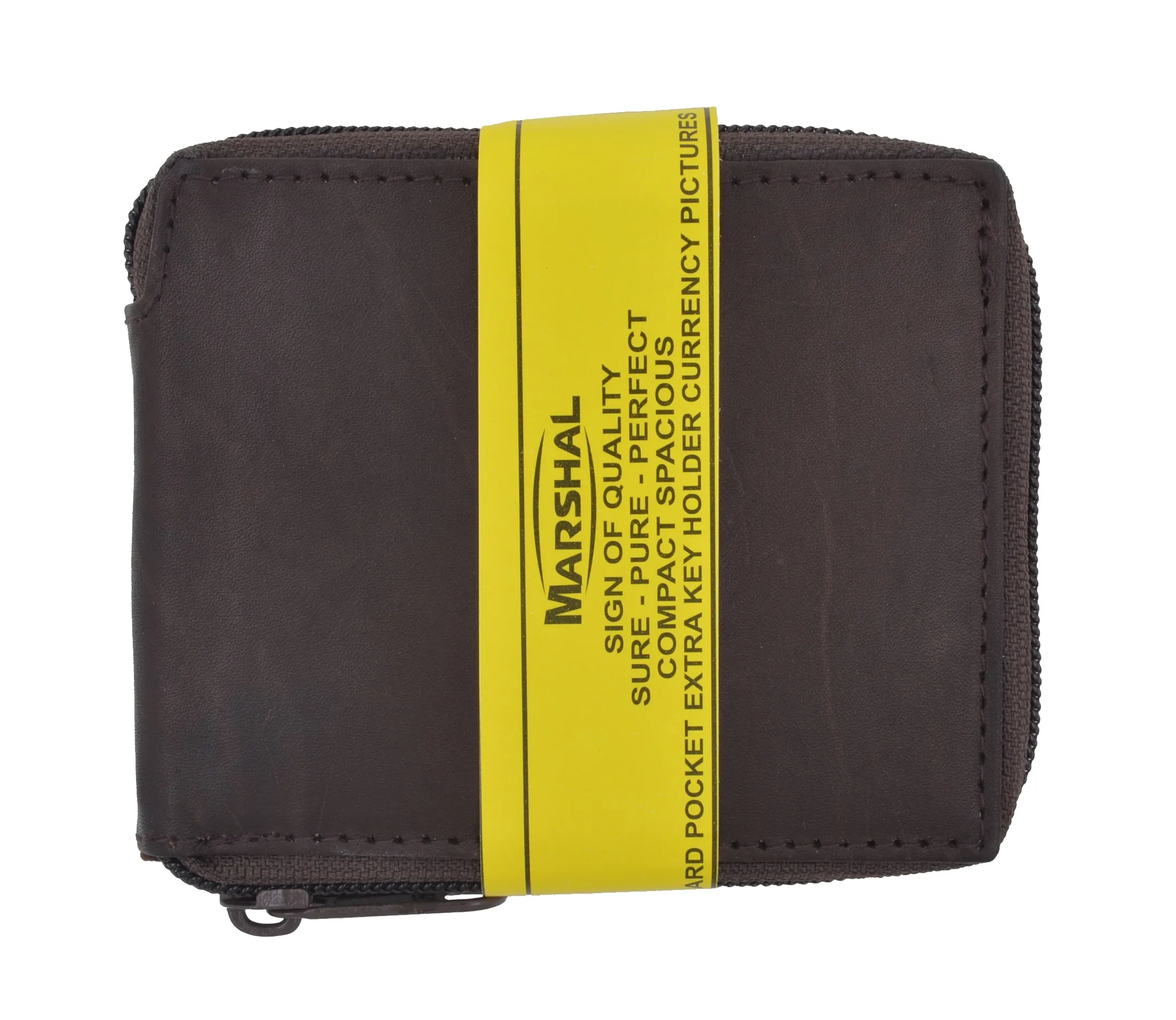 Genuine Leather Men's Zipper Zip-Around Organizer Bifold Wallet 1256 CF