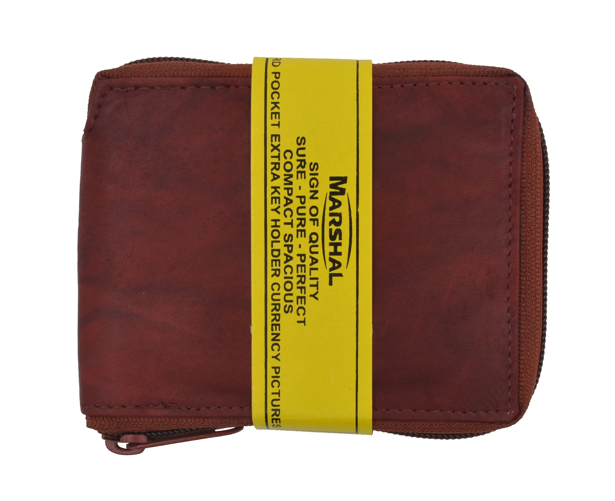 Genuine Leather Men's Zipper Zip-Around Organizer Bifold Wallet 1256 CF