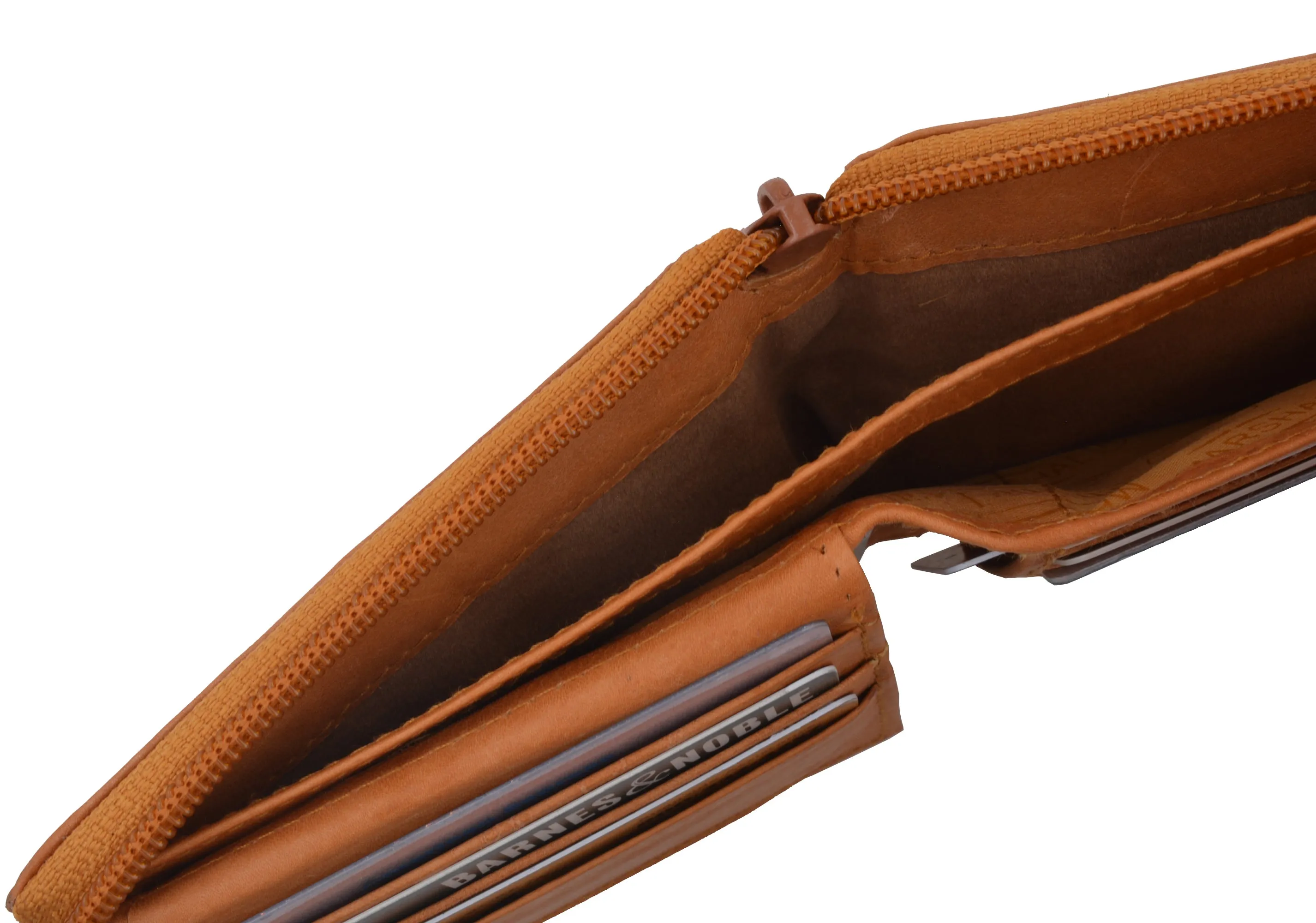 Genuine Leather Men's Zipper Zip-Around Organizer Bifold Wallet 1256 CF
