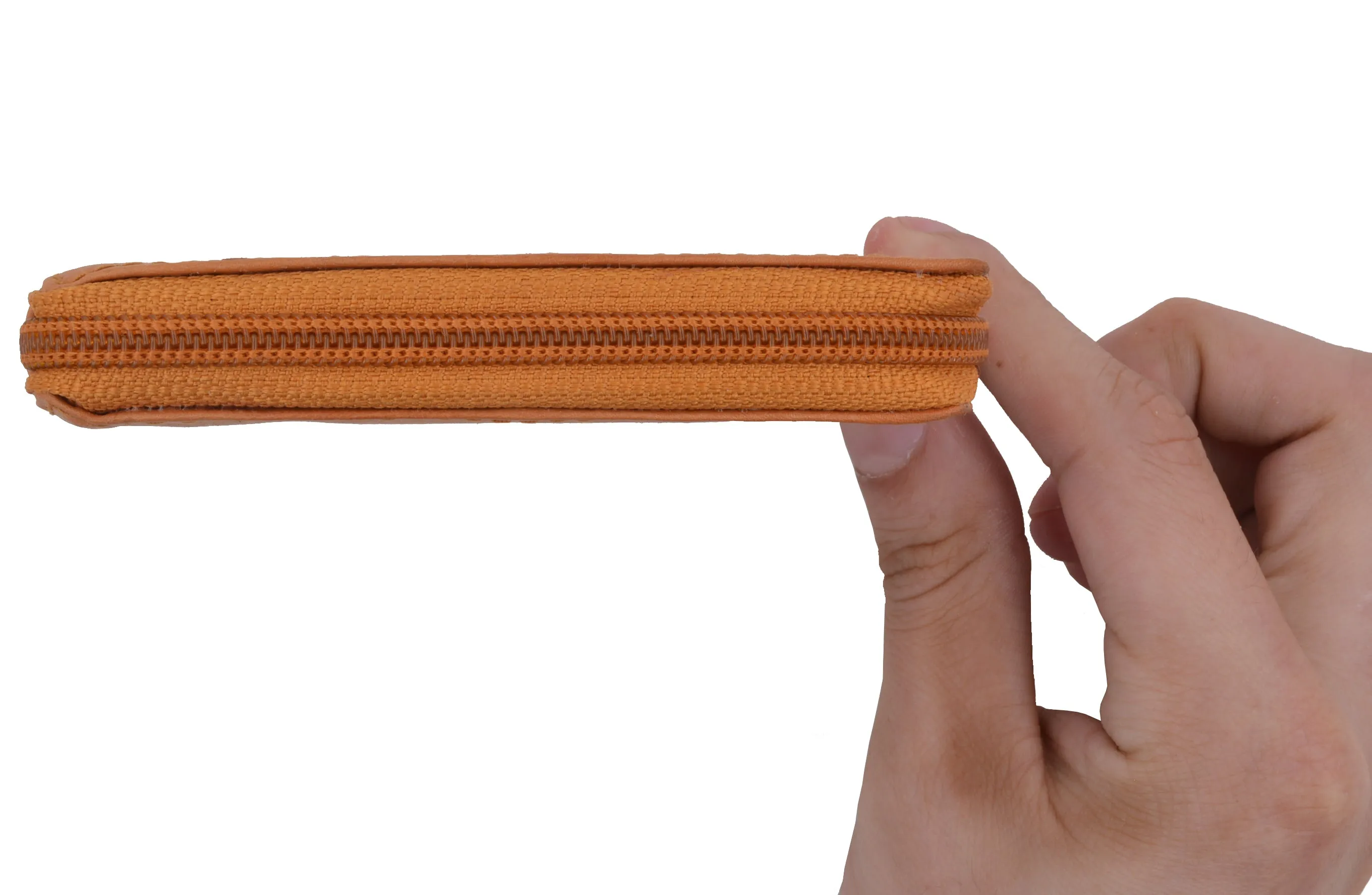 Genuine Leather Men's Zipper Zip-Around Organizer Bifold Wallet 1256 CF