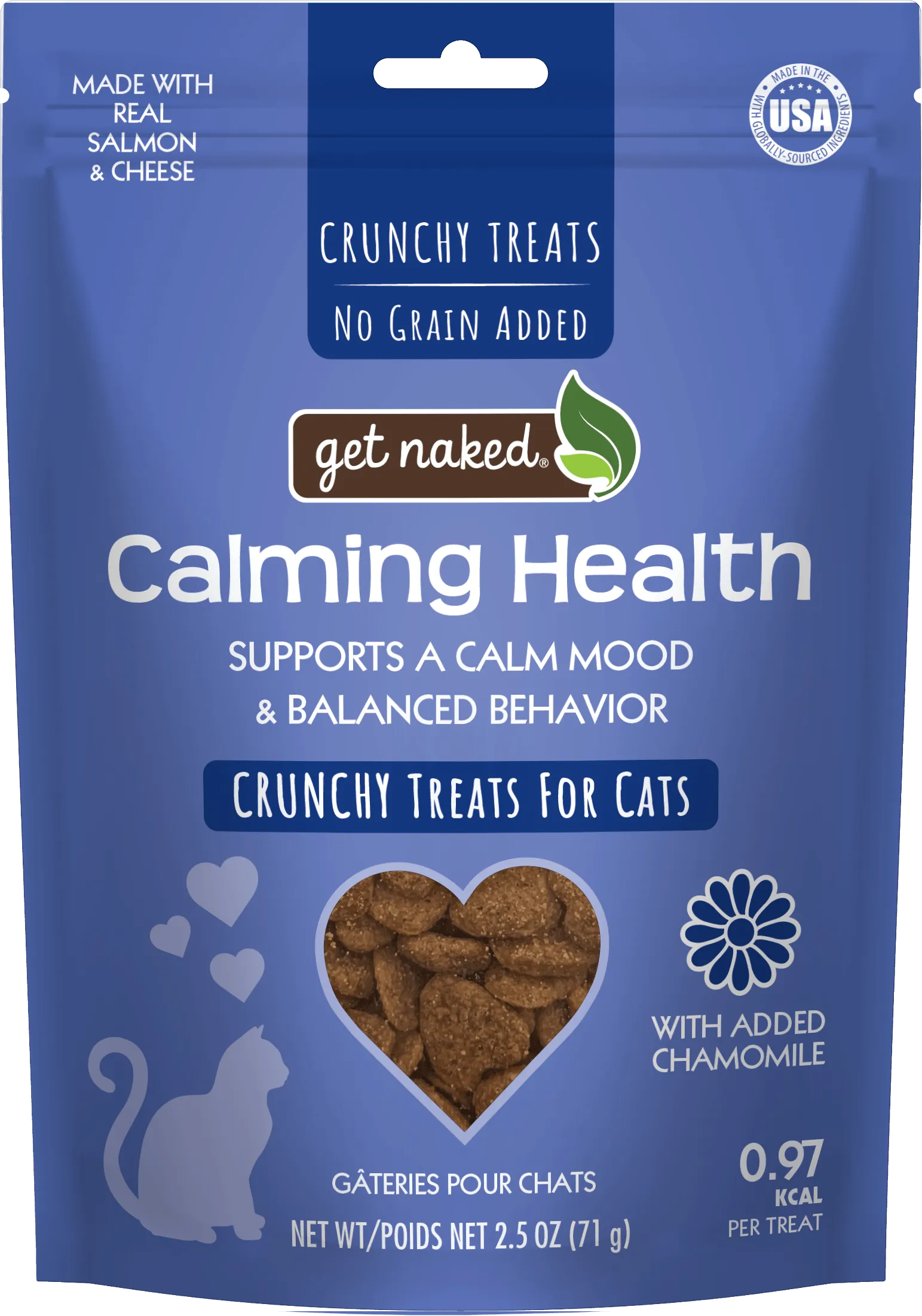 Get Naked® Calming Health Functional Crunchy Treats for Cats, Salmon & Cheese Flavor
