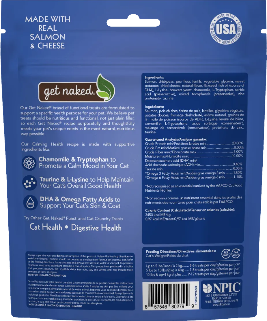 Get Naked® Calming Health Functional Crunchy Treats for Cats, Salmon & Cheese Flavor