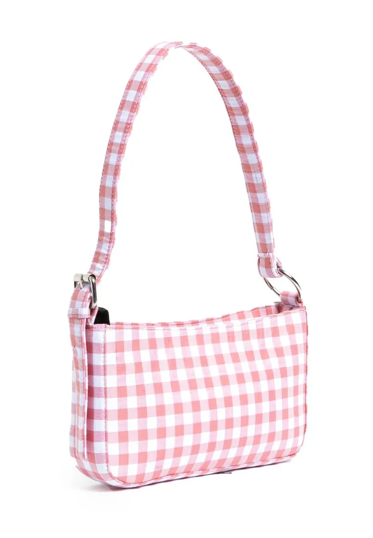 Gingham Shoulder Bag Dusty Pink